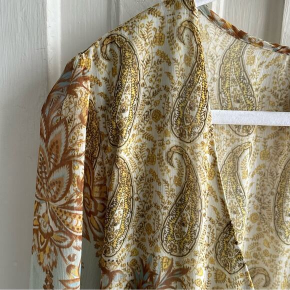 H&M Printed Pleated Chiffon V-Neck Wrap Dress Royal Wedding - Picture 5 of 11